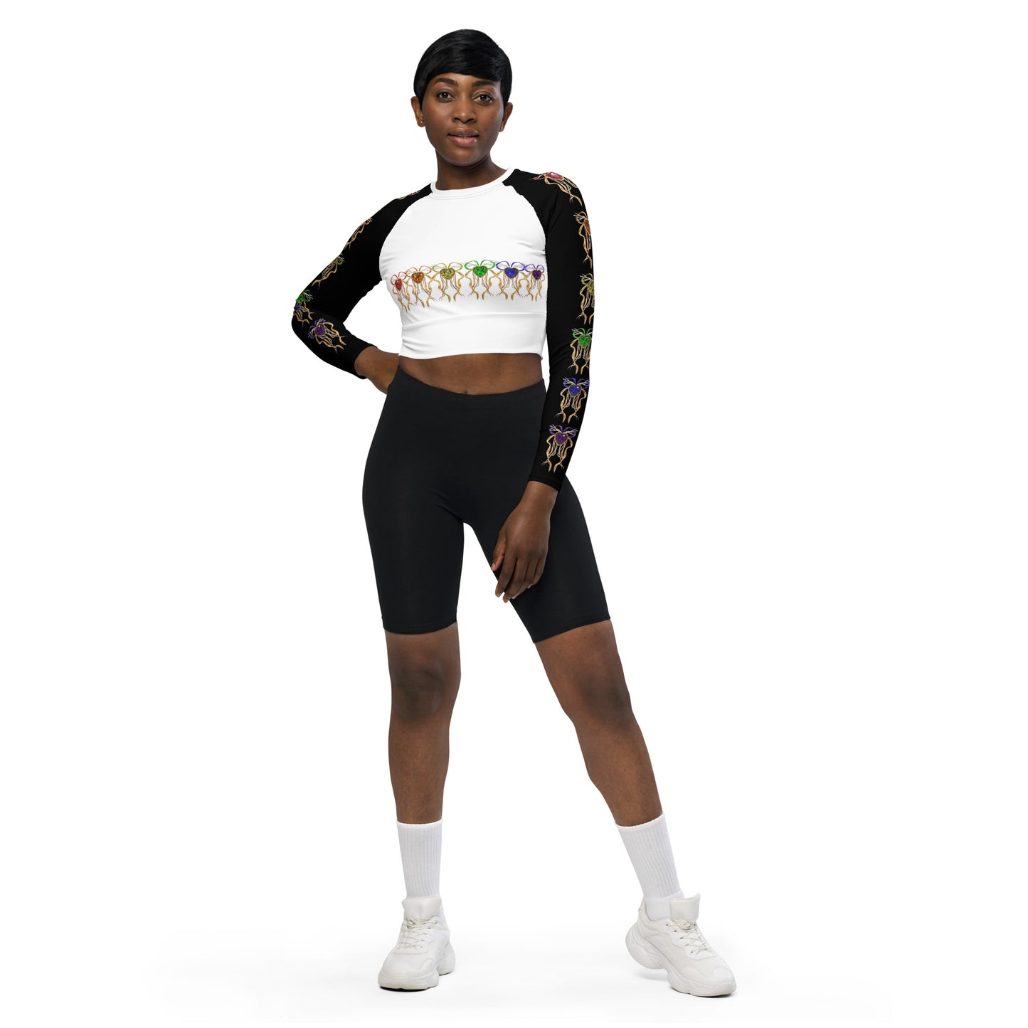 Recycled long-sleeve crop top - PRIDE from hearts