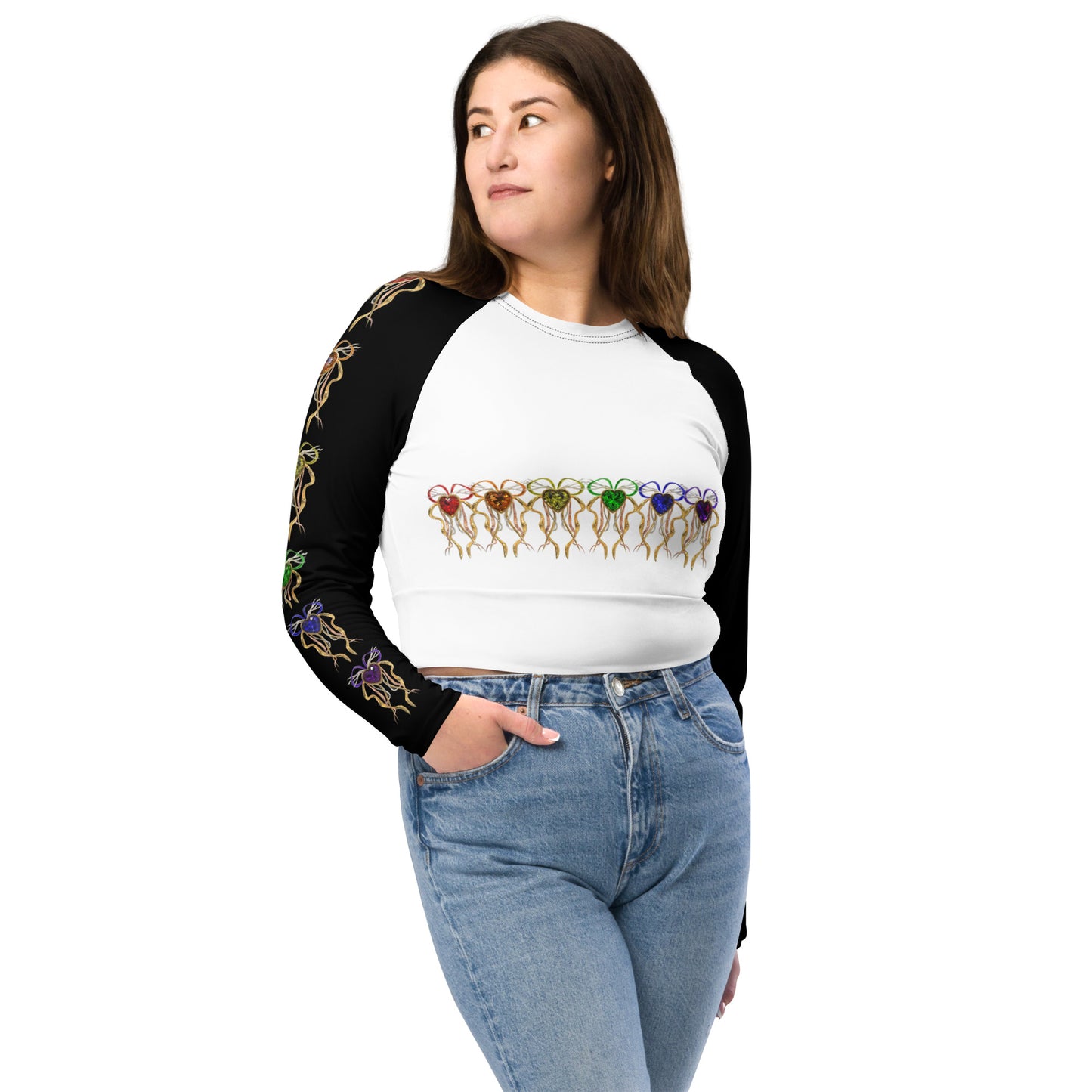 Recycled long-sleeve crop top - PRIDE from hearts