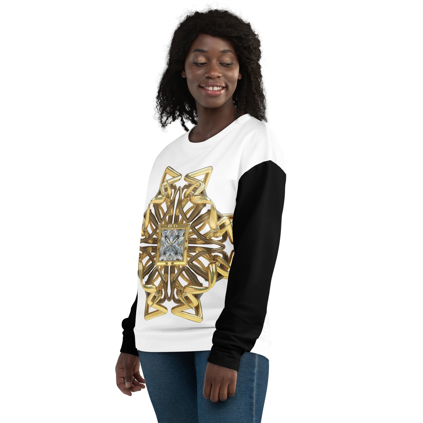 Unisex Sweatshirt Black & White - Diamond