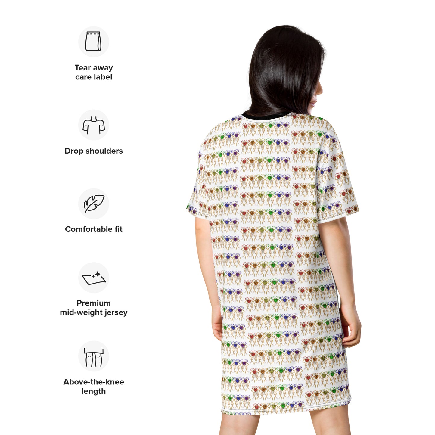 T-shirt dress white (pattern) - PRIDE from hearts