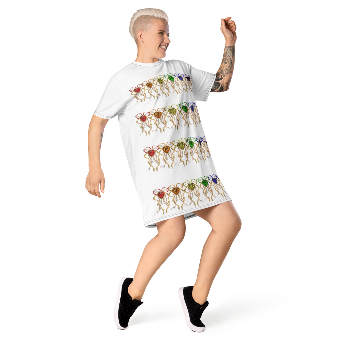 T-shirt dress white (pattern) - PRIDE from hearts