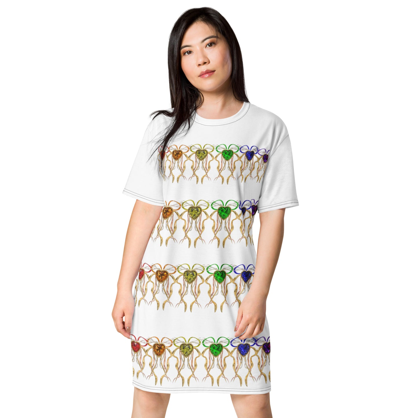 T-shirt dress white (pattern) - PRIDE from hearts
