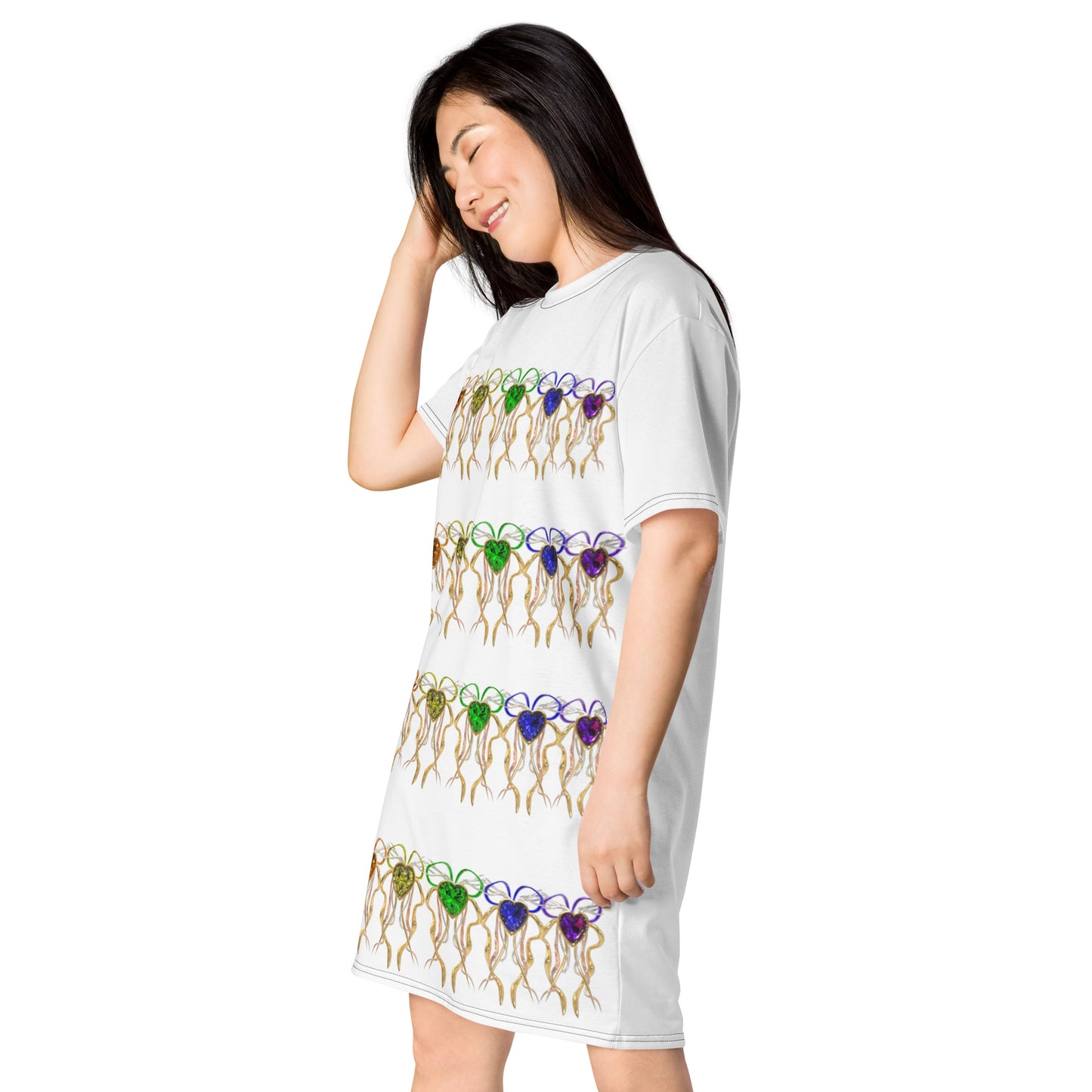T-shirt dress white (pattern) - PRIDE from hearts
