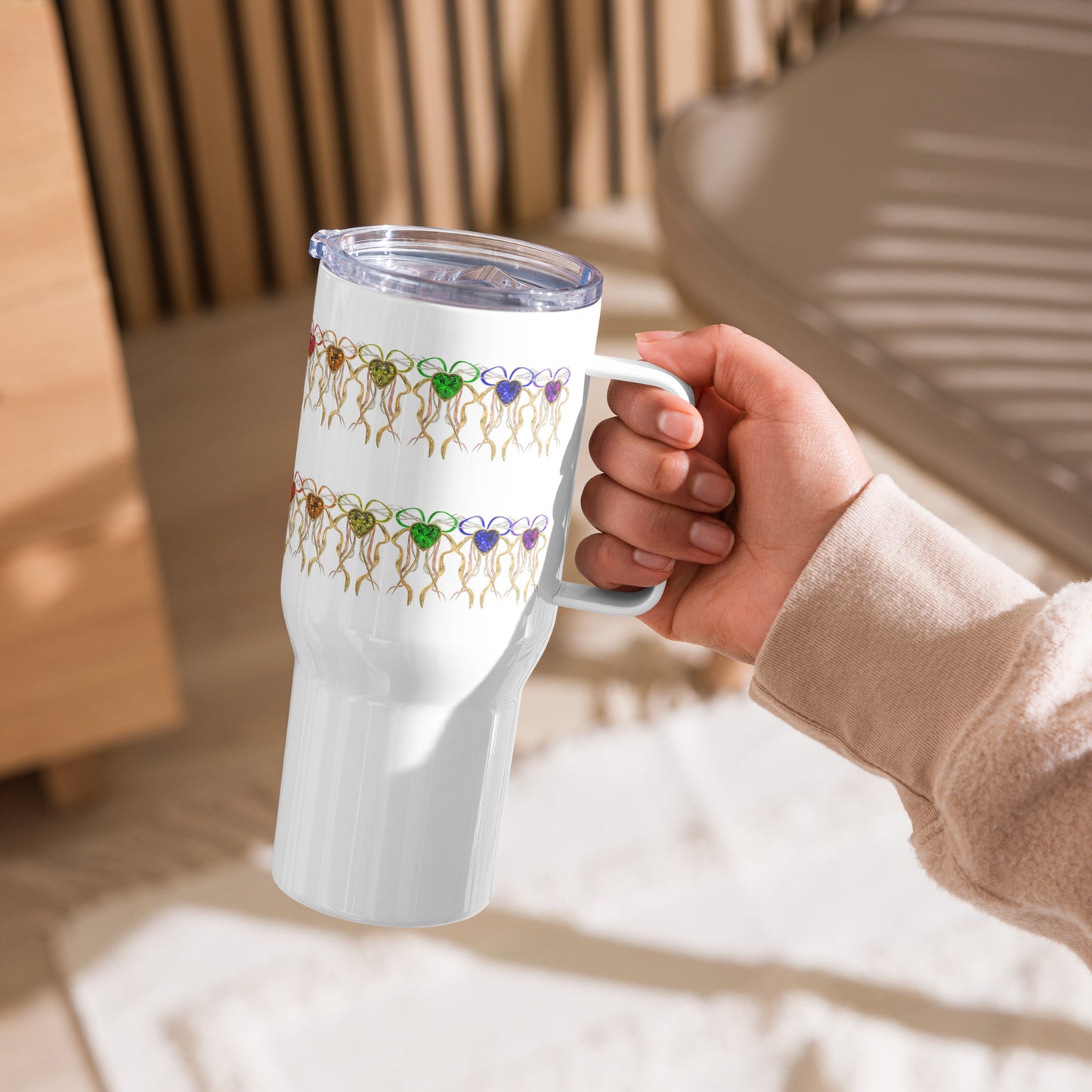 Travel mug with a handle - PRIDE from hearts