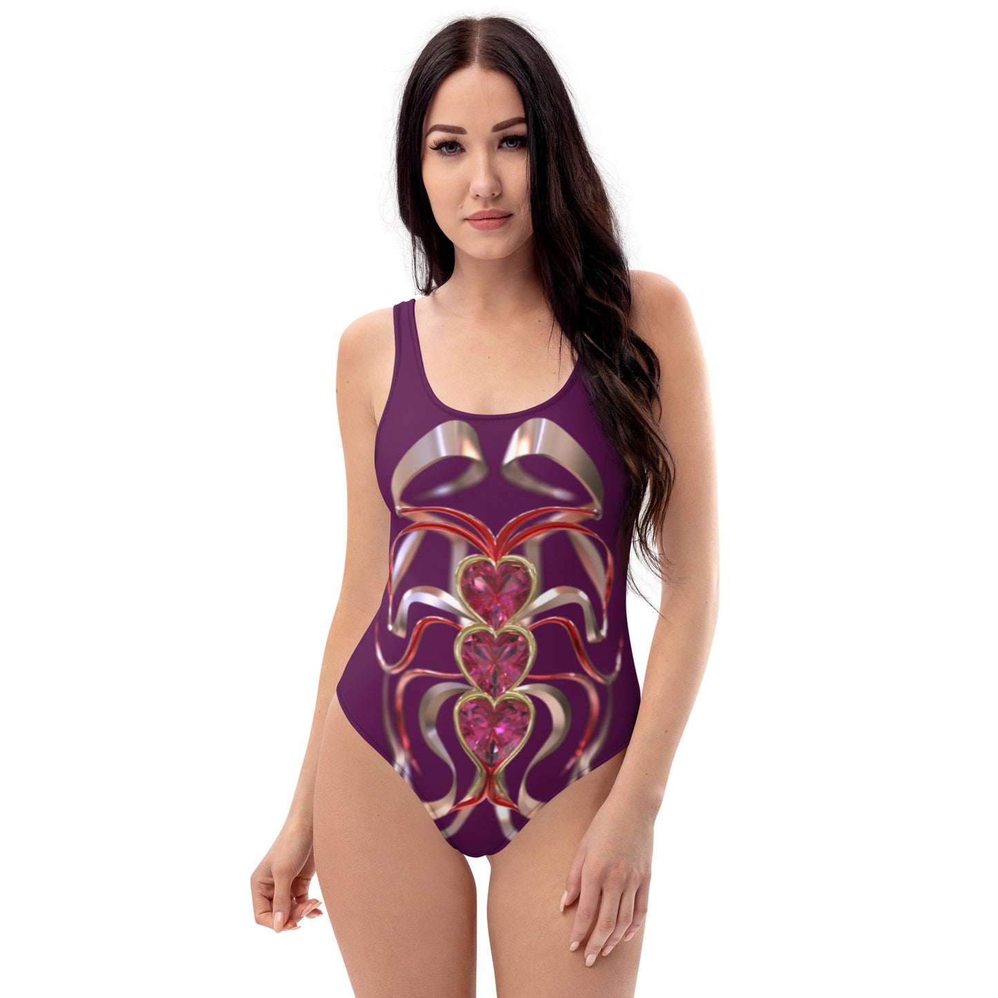 One-Piece Swimsuit Purple - Hearts