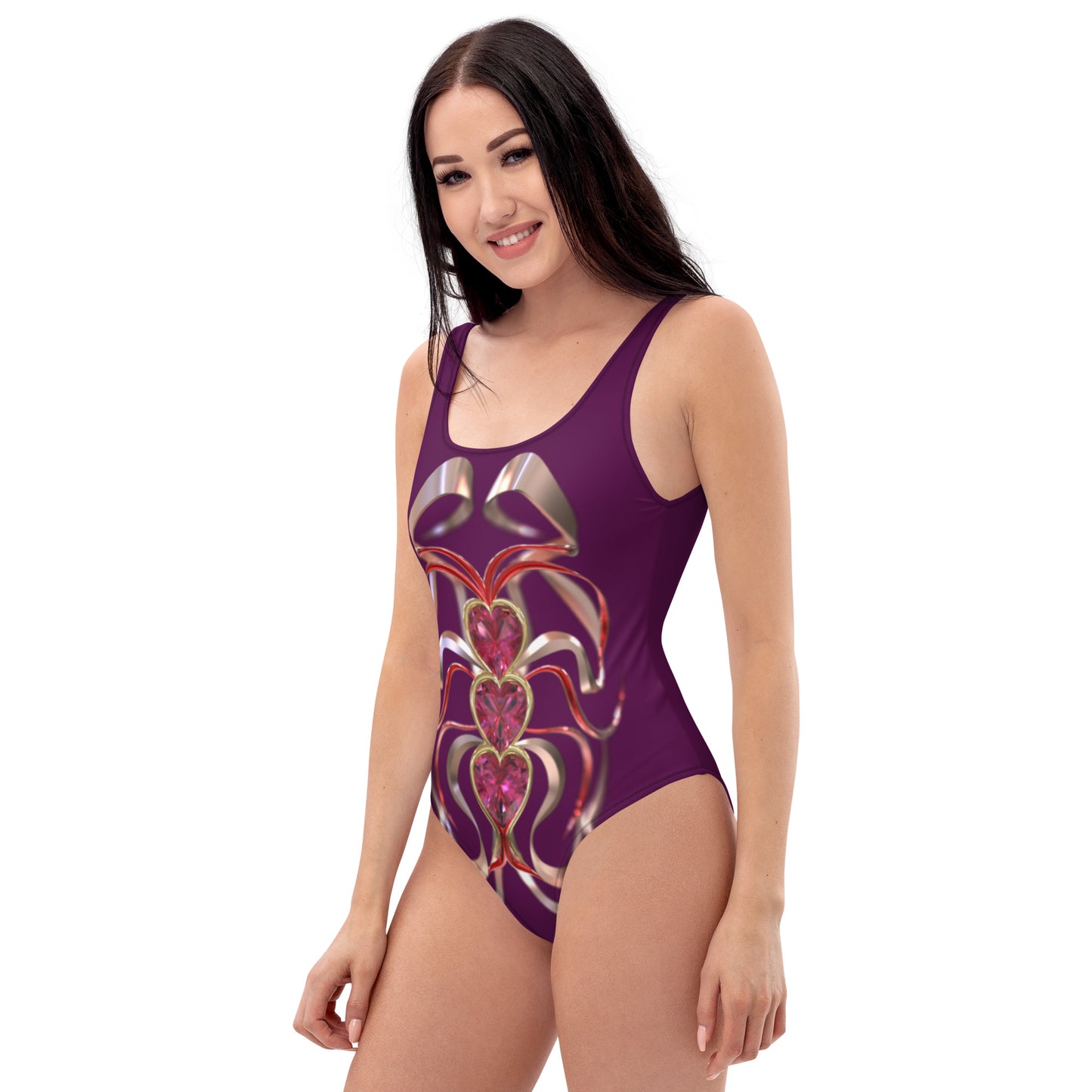 One-Piece Swimsuit Purple - Hearts