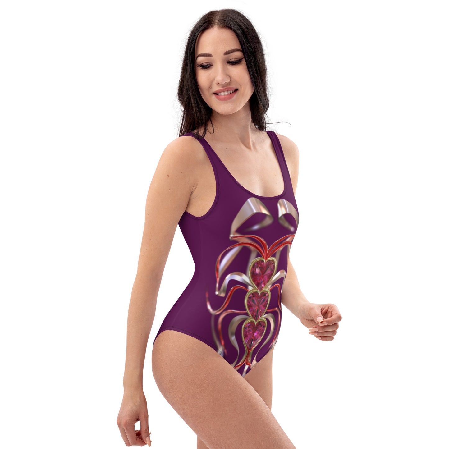 One-Piece Swimsuit Purple - Hearts