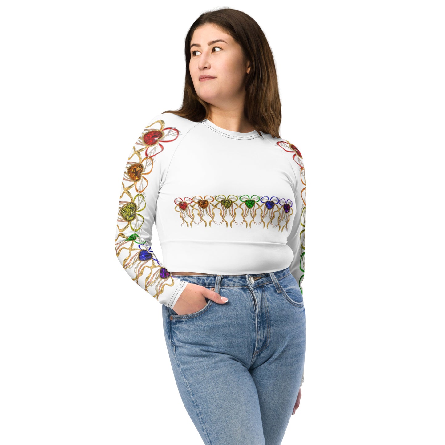 Recycled long-sleeve crop top - PRIDE from hearts