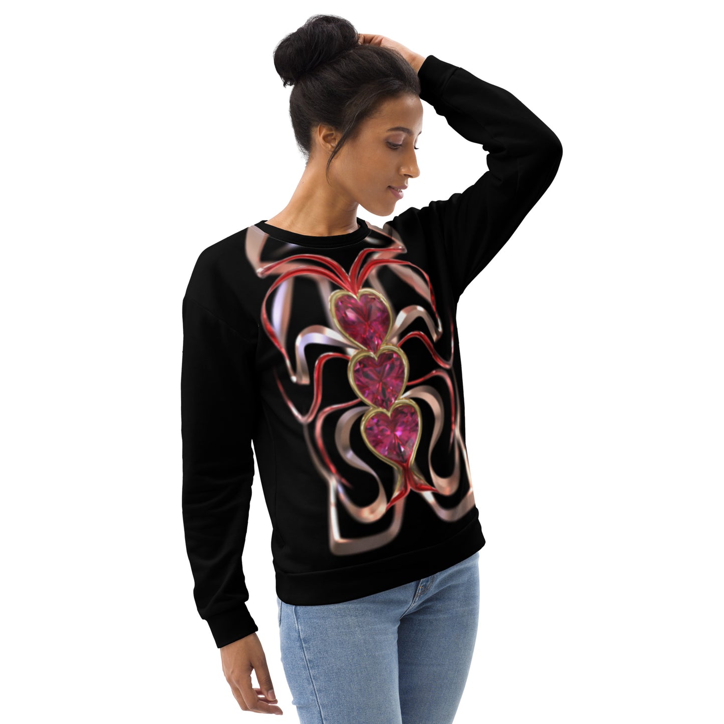 Unisex Sweatshirt Black - Hearts