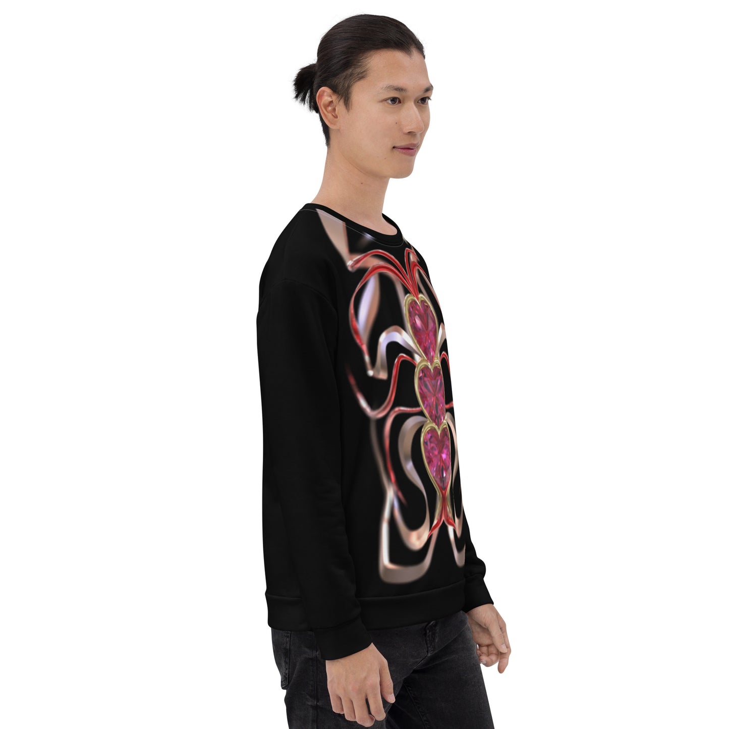 Unisex Sweatshirt Black - Hearts