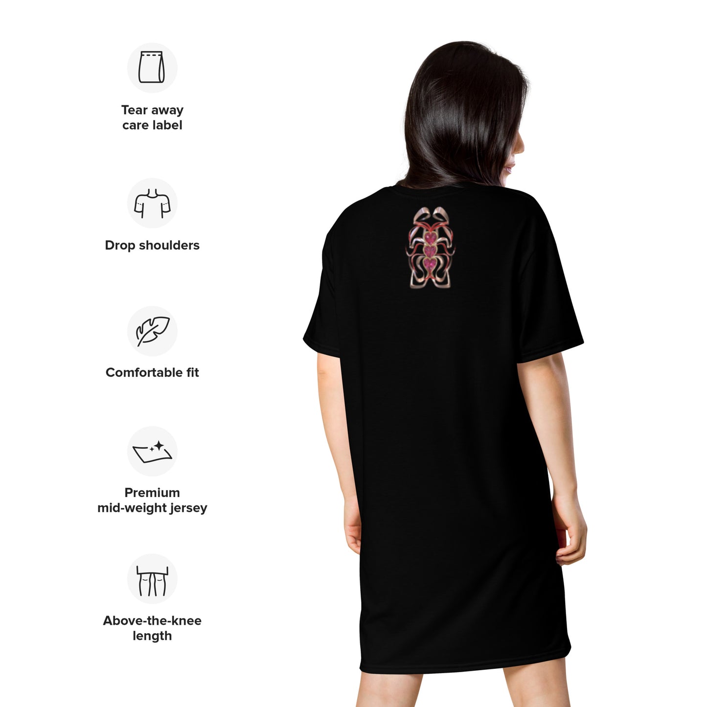 T-shirt dress black - Hearts