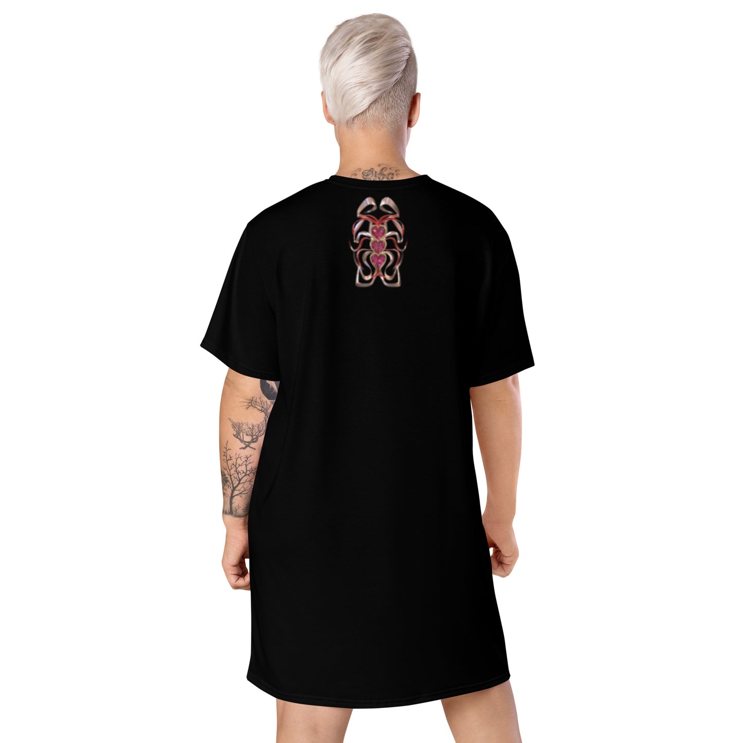 T-shirt dress black - Hearts