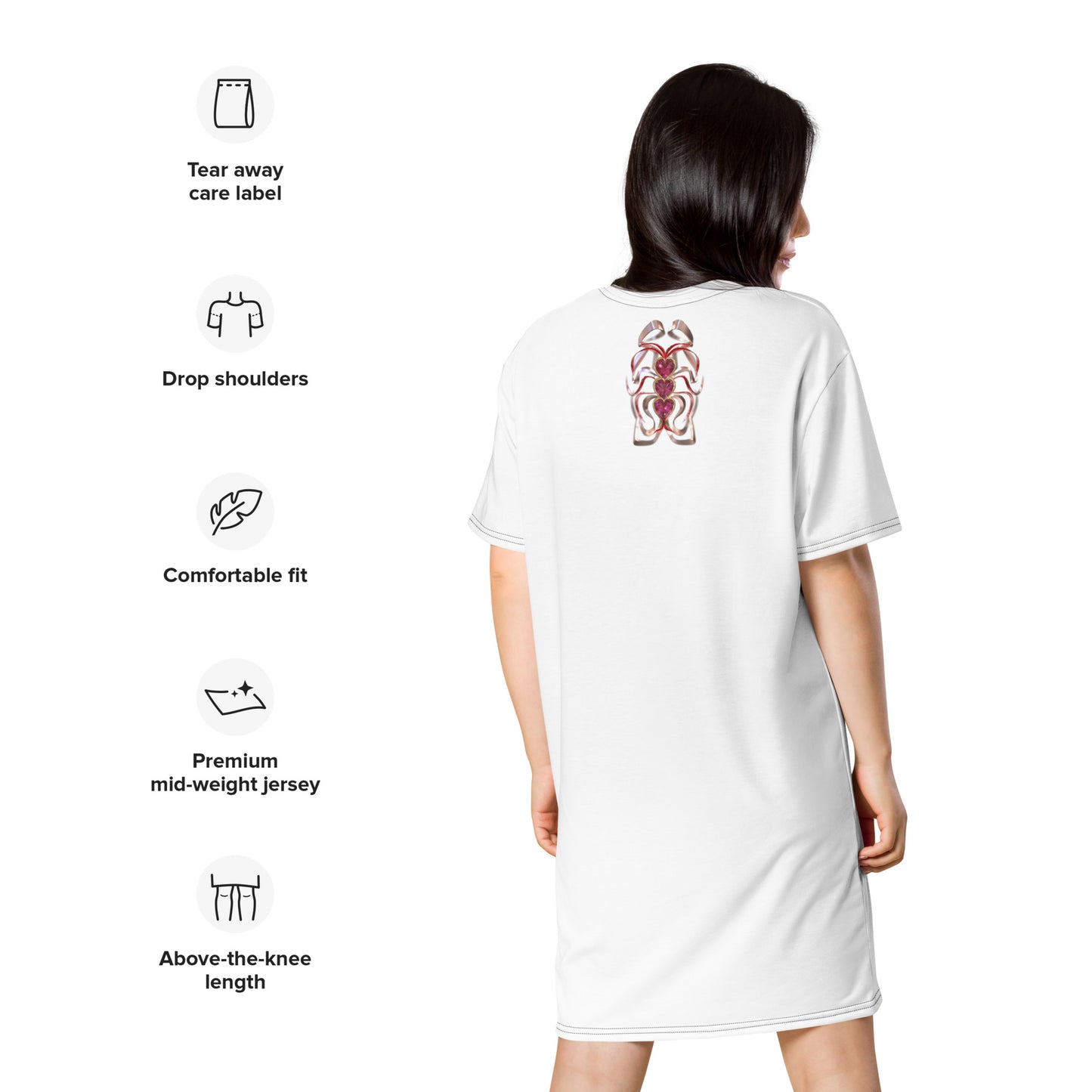 T-shirt dress white - Hearts