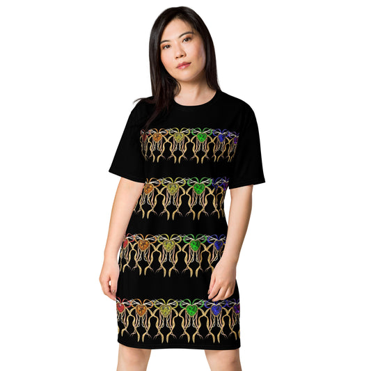 T-shirt dress black (pattern) - PRIDE from hearts