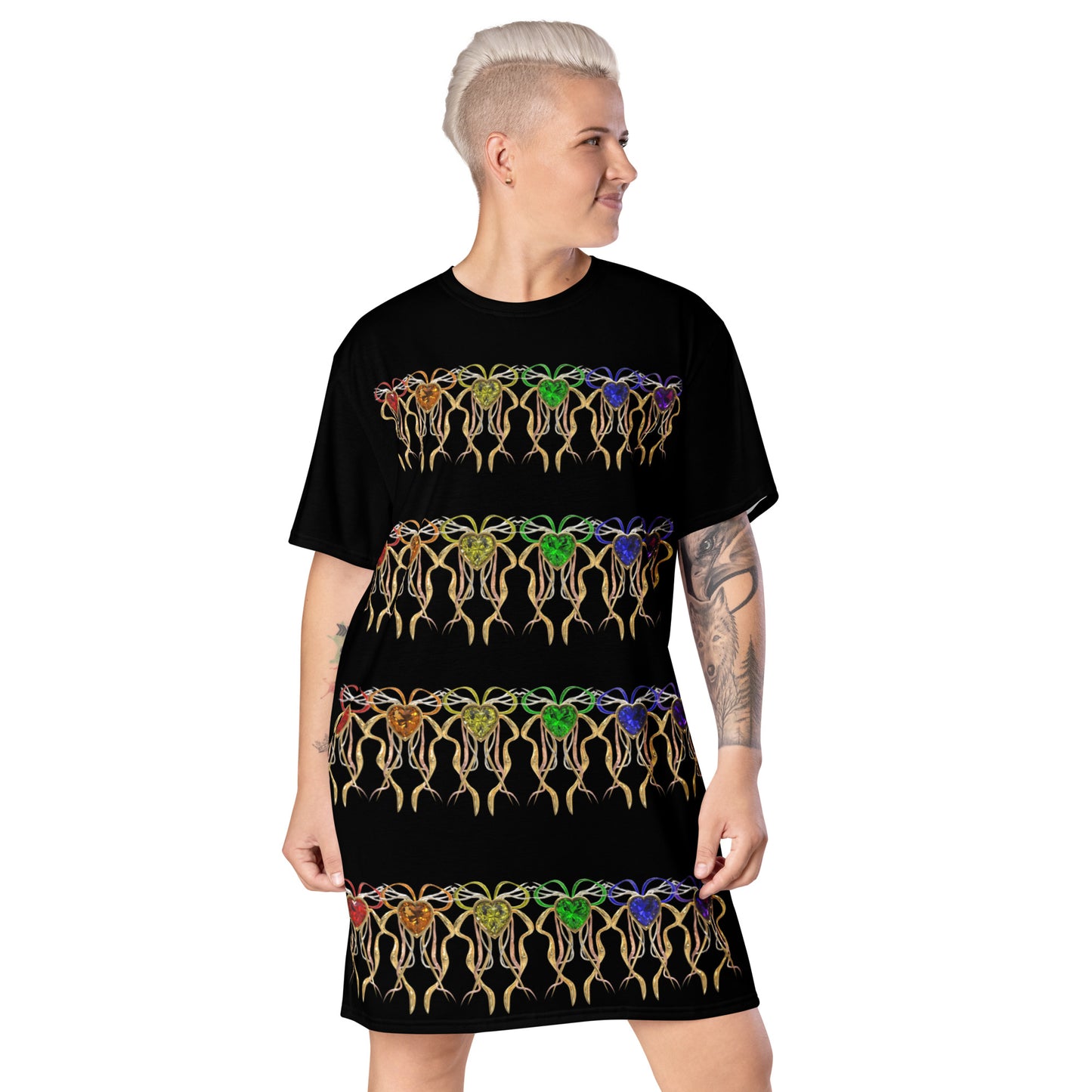 T-shirt dress black (pattern) - PRIDE from hearts