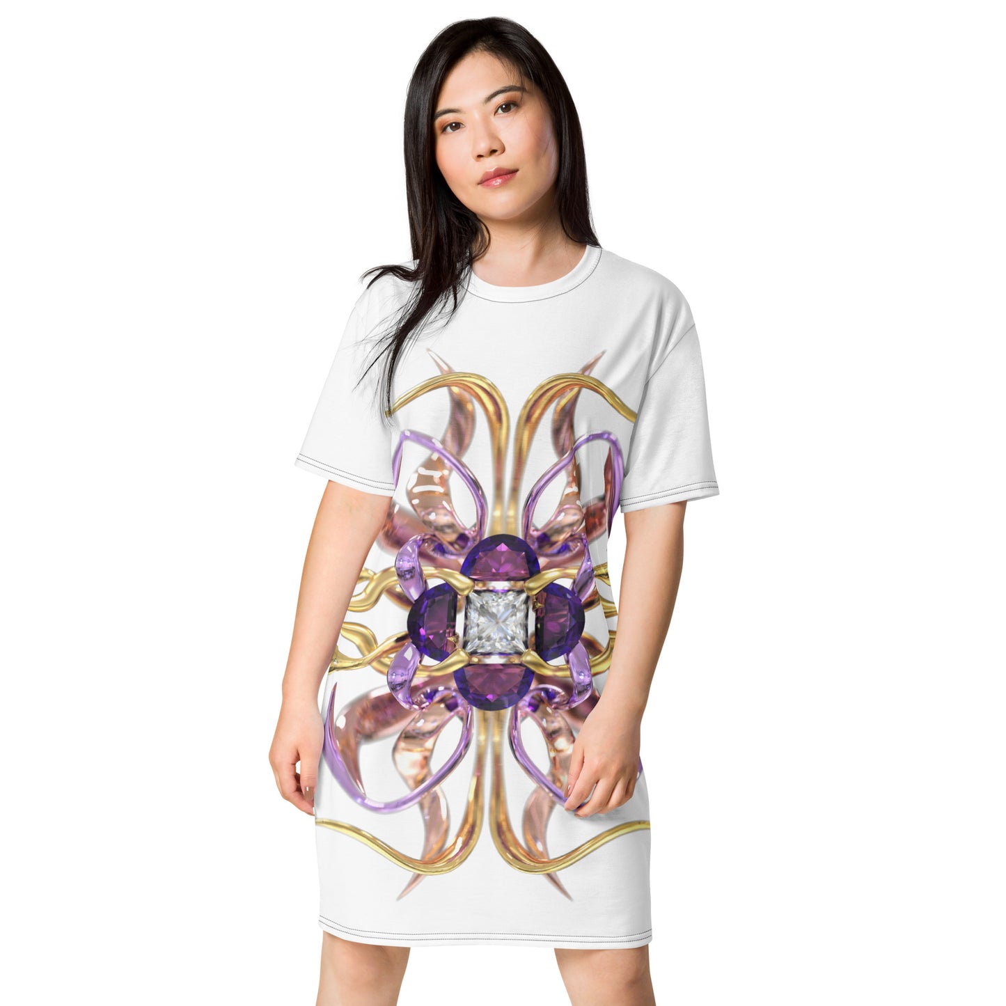 T-shirt dress white - Amethyst