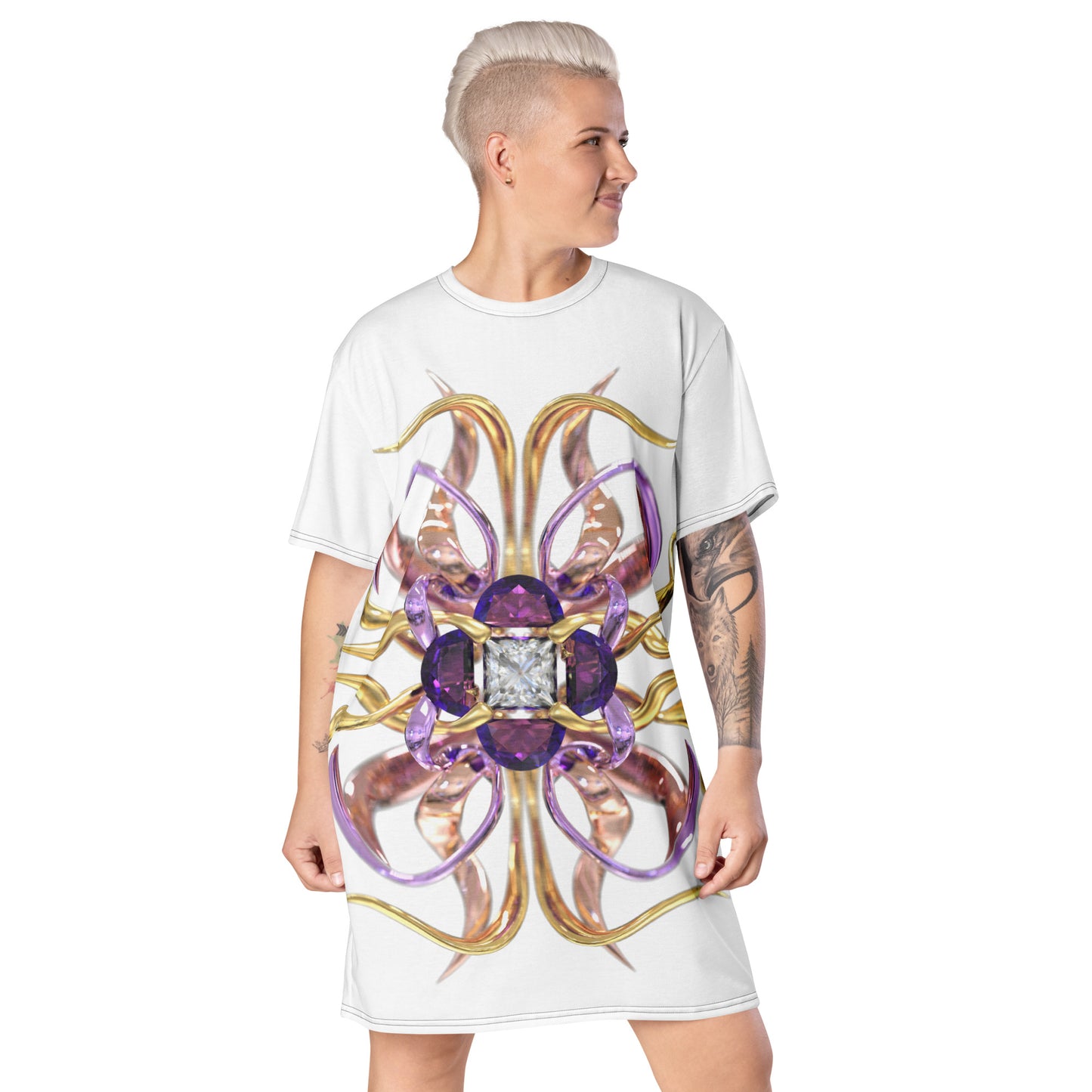 T-shirt dress white - Amethyst