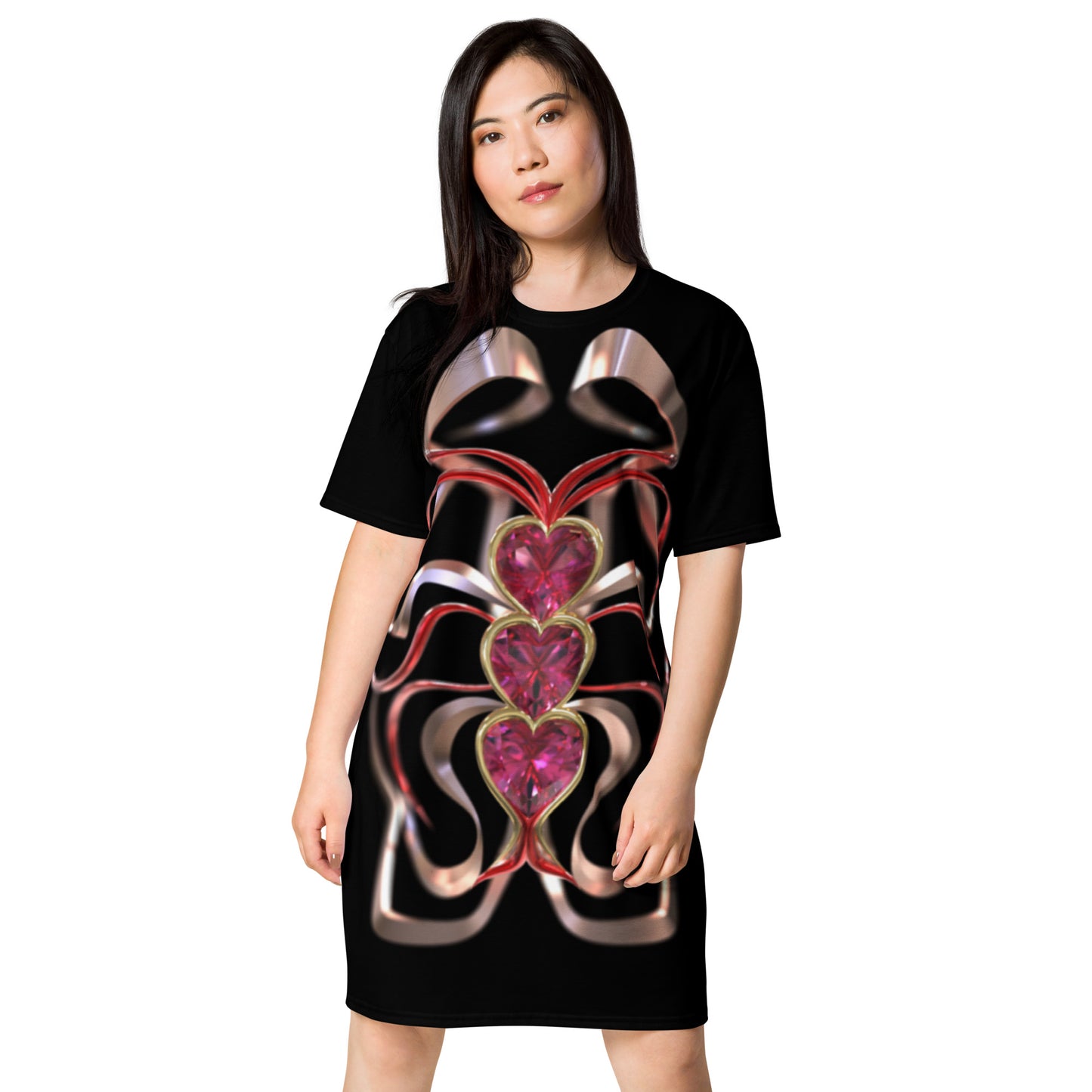 T-shirt dress black - Hearts