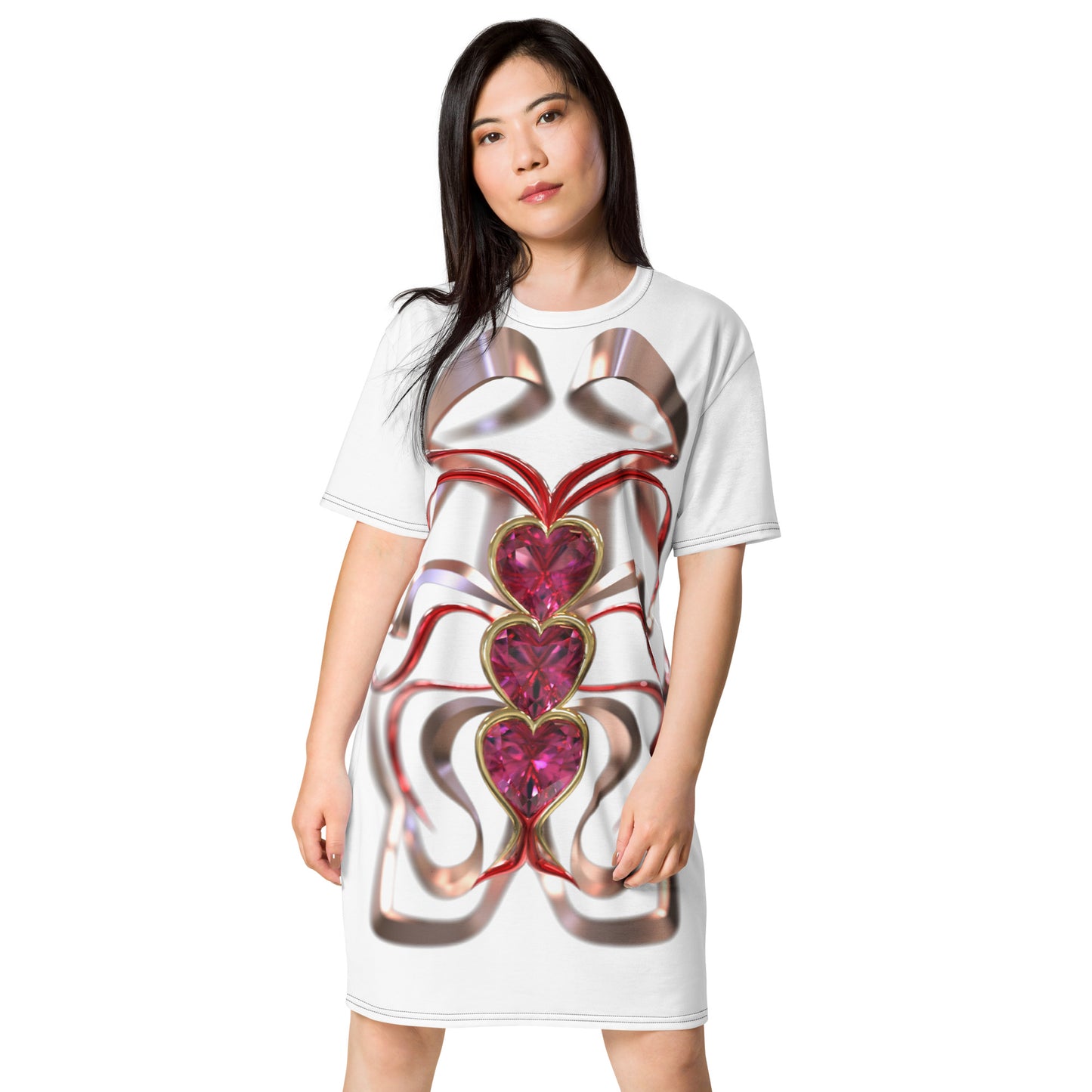 T-shirt dress white - Hearts