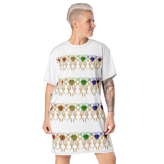 T-shirt dress white (pattern) - PRIDE from hearts