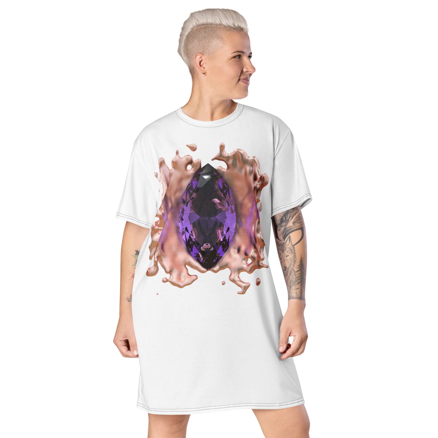 T-shirt dress white - GEM Splash