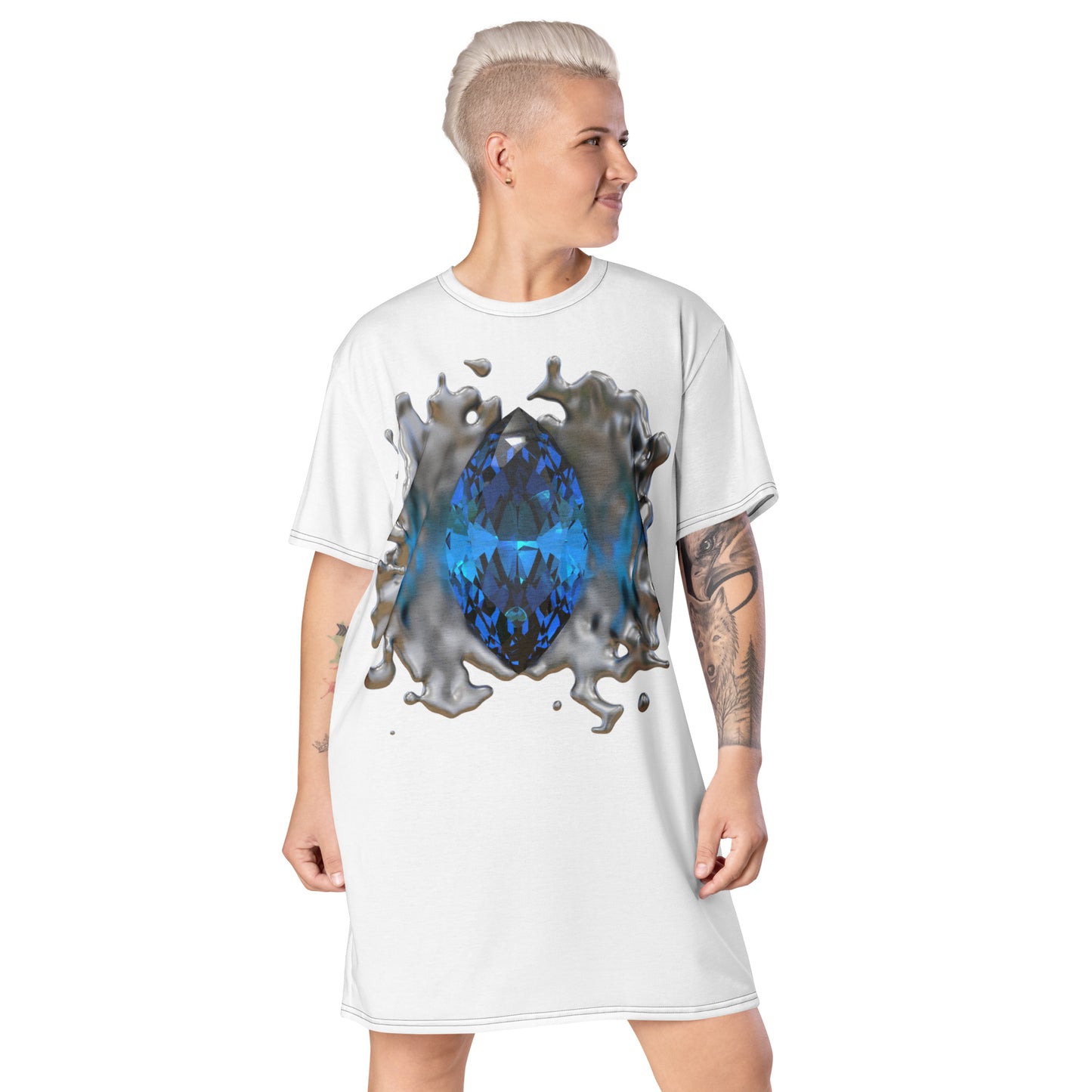 T-shirt dress white - GEM Splash