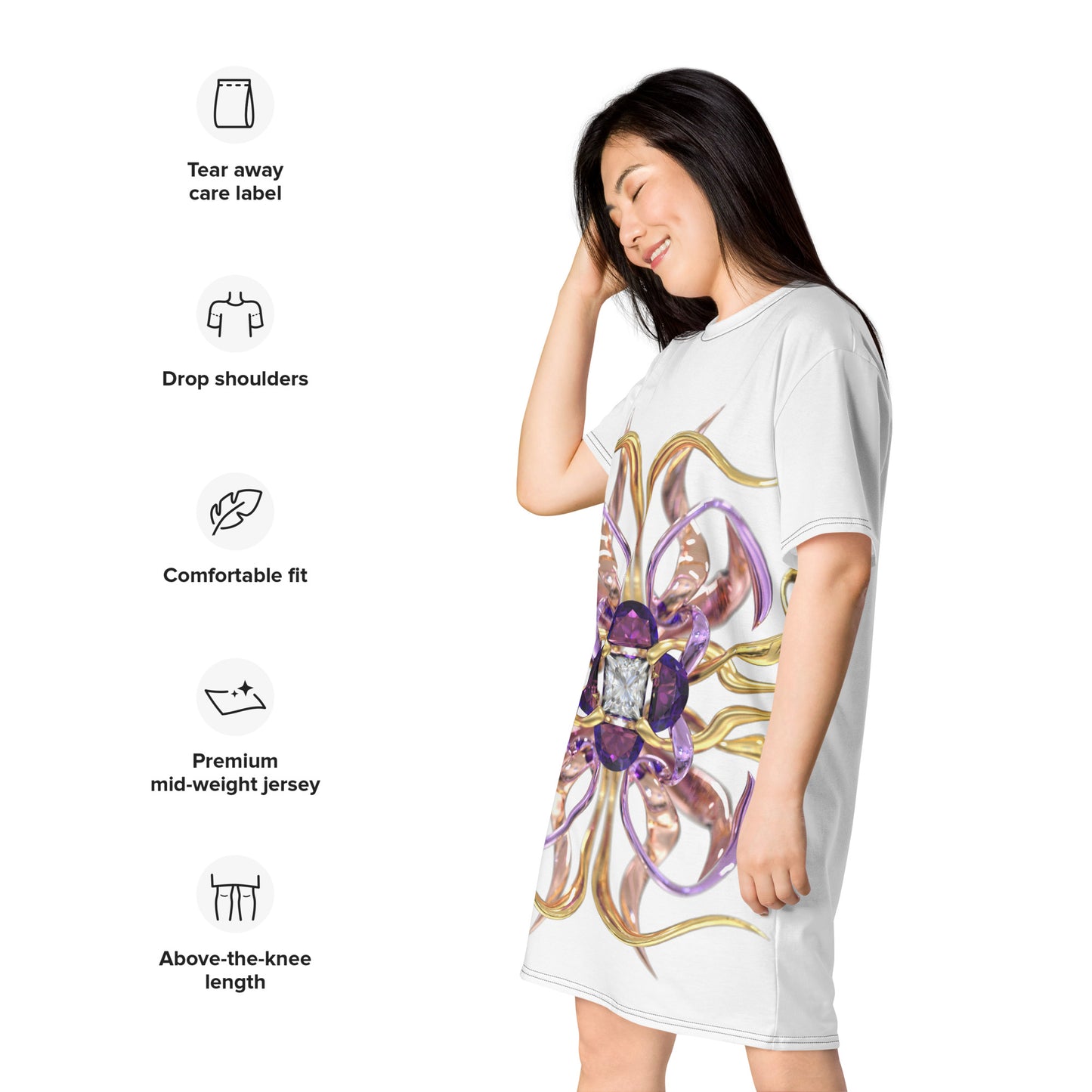 T-shirt dress white - Amethyst