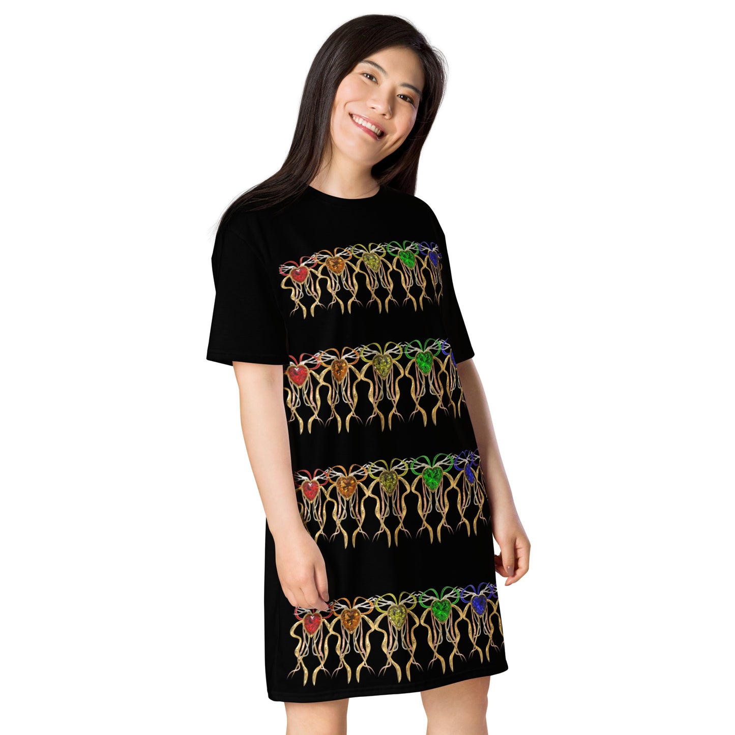 T-shirt dress black (pattern) - PRIDE from hearts