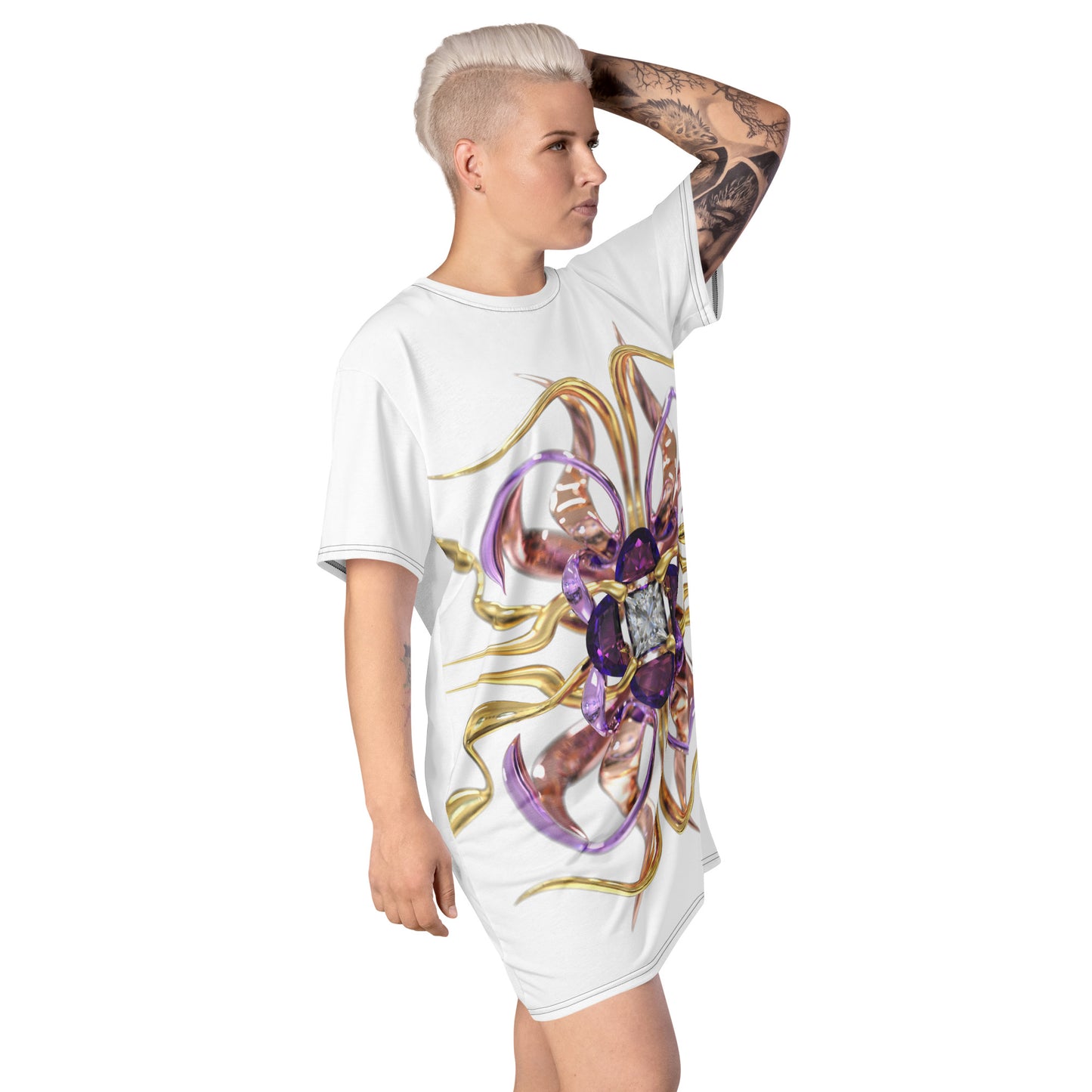 T-shirt dress white - Amethyst