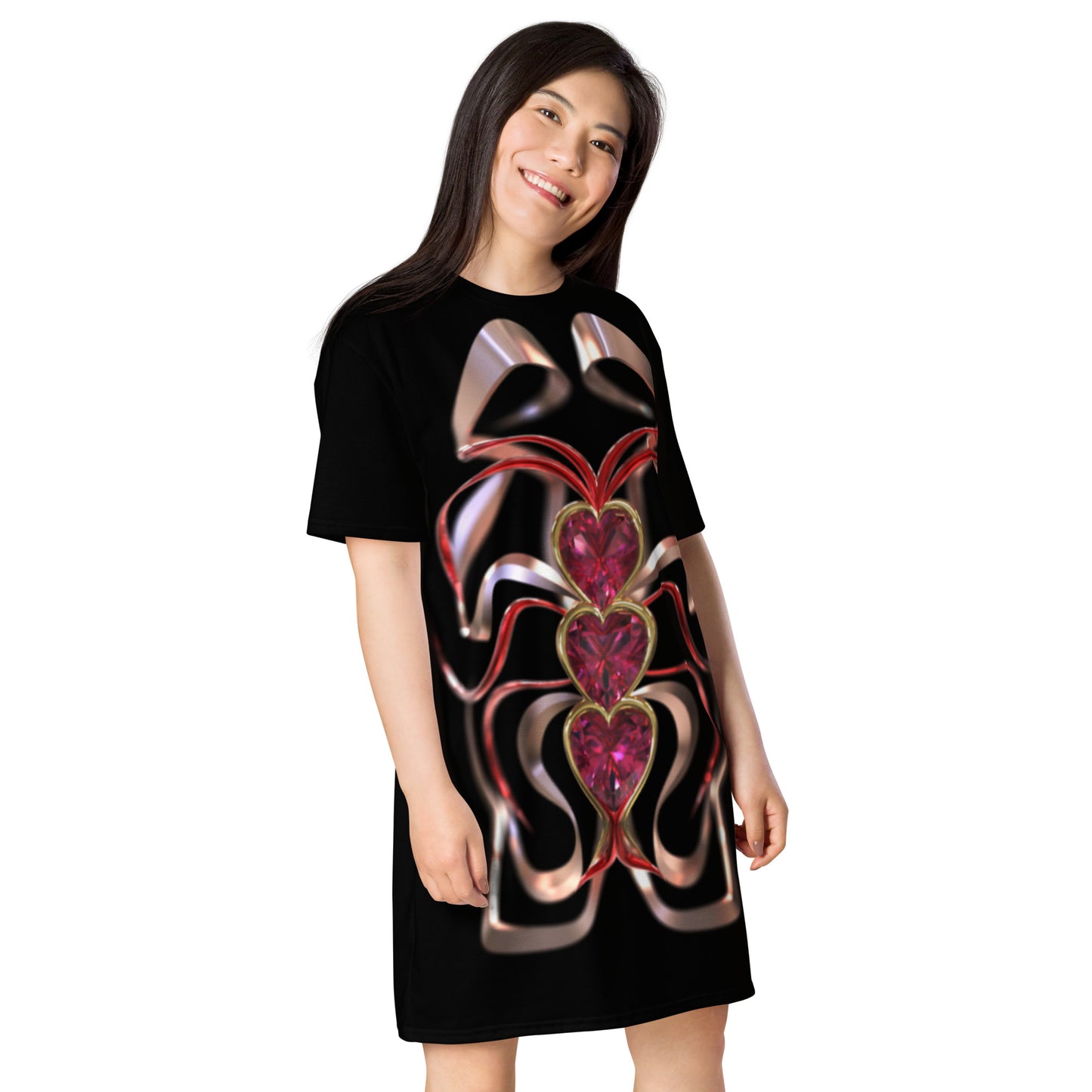 T-shirt dress black - Hearts