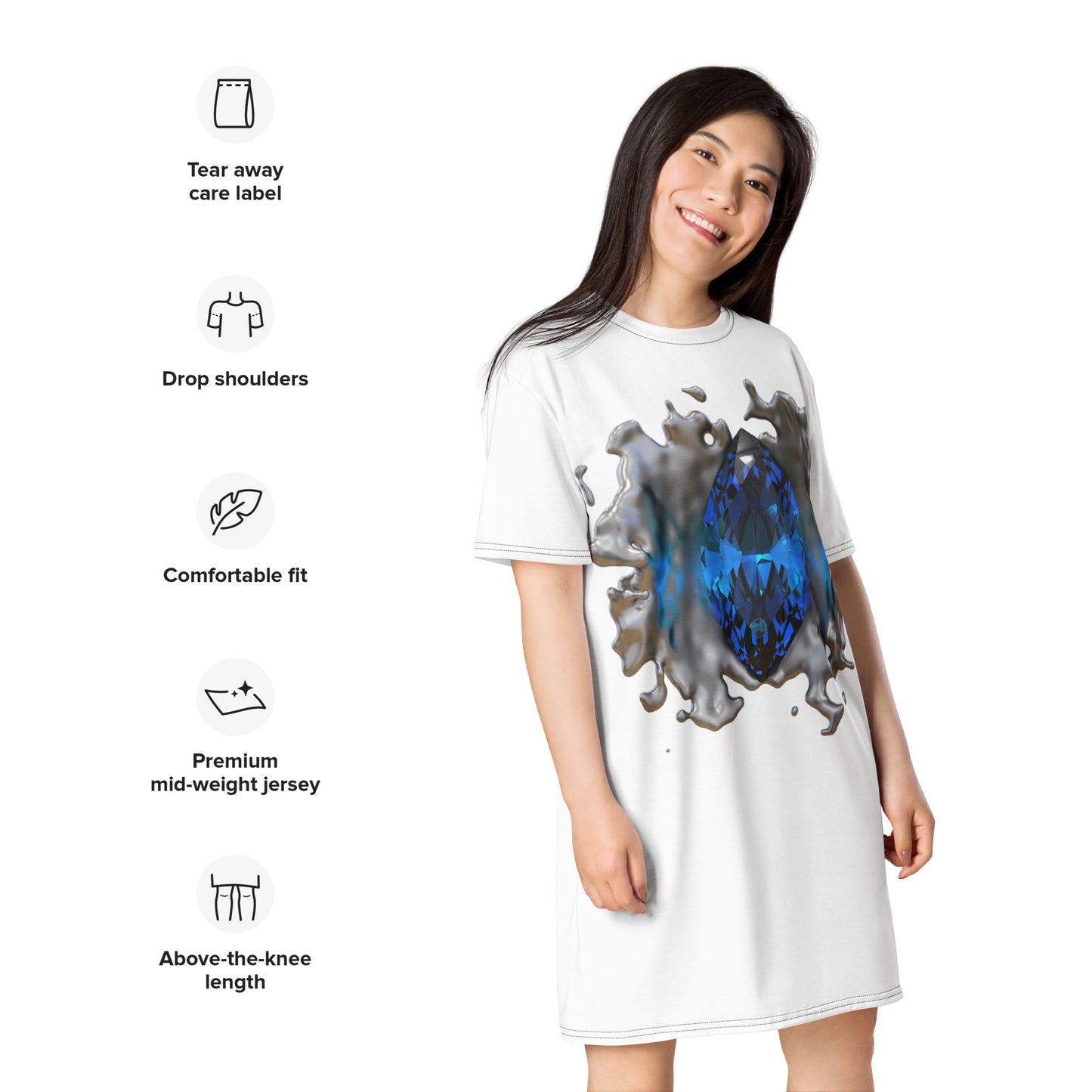 T-shirt dress white - GEM Splash