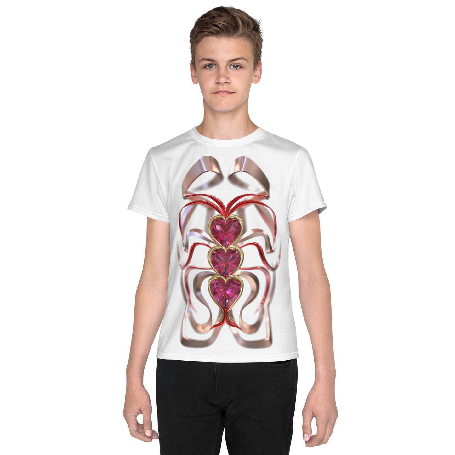 Youth crew neck t-shirt - Hearts