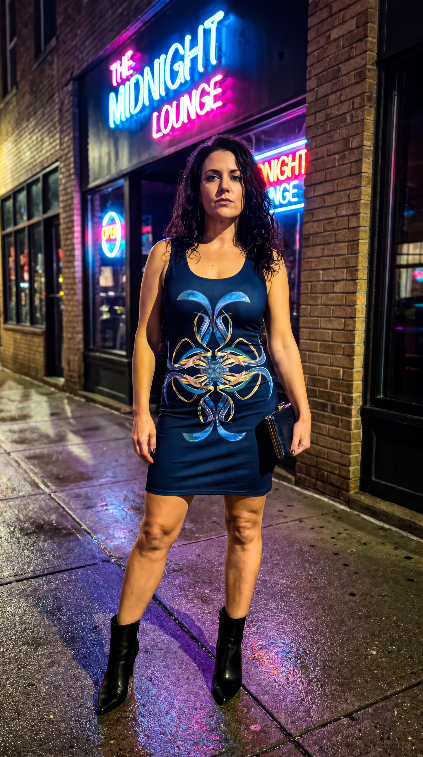 Swiss Blue Print Bodycon Dress