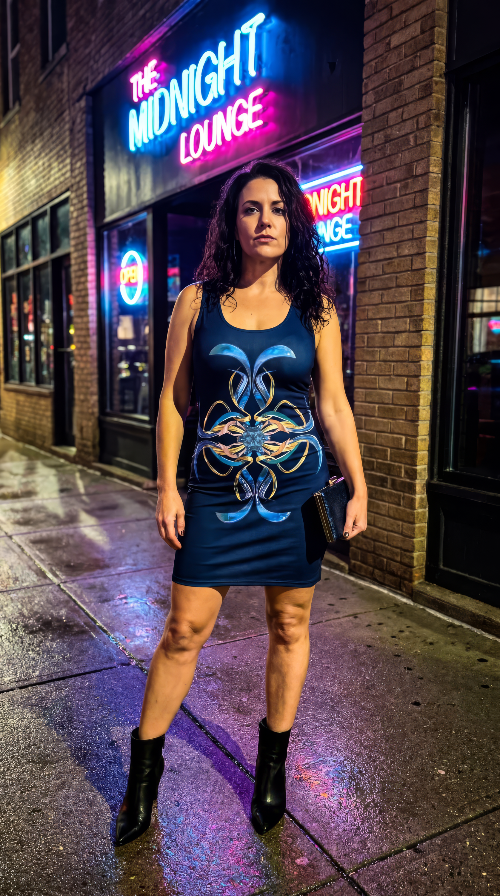 Swiss Blue Print Bodycon Dress